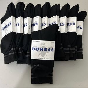 10 Pair Lot Bombas Socks Large 10-13 Black